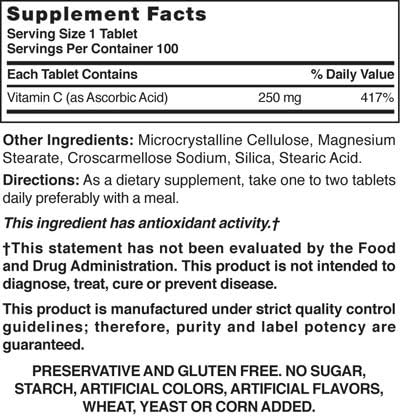NAT B VIT C TB 250MG 100