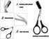 Professional Precision Eyebrow Trimmer Scissors with Comb, Black Silver Tone, Grooming for Men Women.