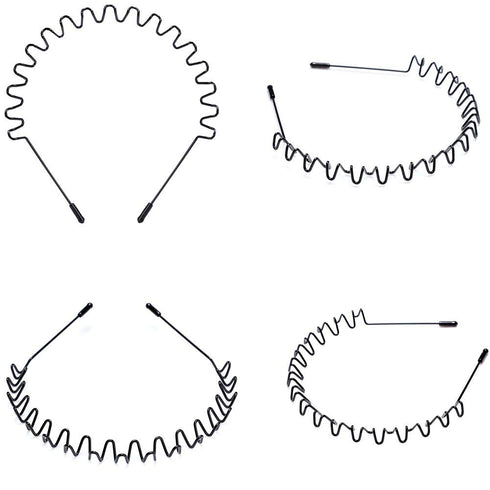 WantGor Metal Headbands, 2 Pack Fashion Unisex Black Hairband, Non Slip Sports Hair Accessories