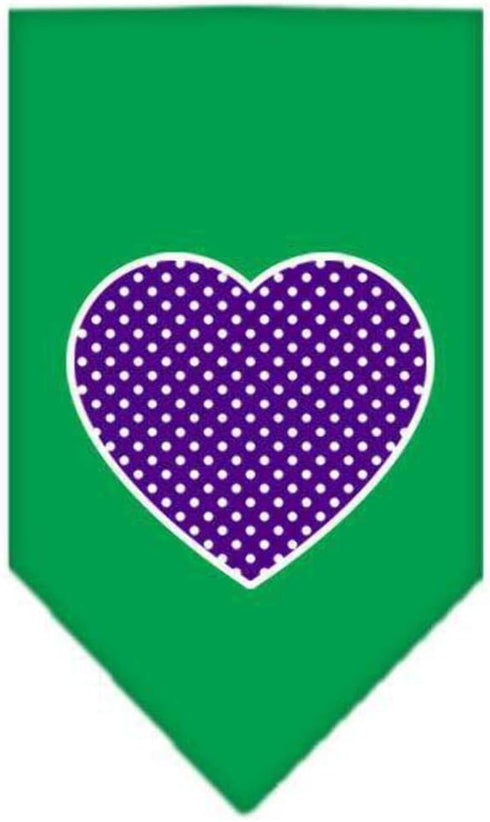 Mirage Pet Products Large Purple Swiss Dot Heart Screen Print Bandana, Navy Blue