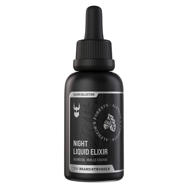 The Beard Struggle Night Liquid Elixir Beard Oil 1 Fl oz - Silver Collection, Alfheim's Forests for Softening & Growth