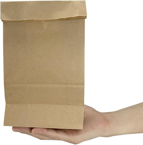 PABCK Flat Bottom Brown Kraft Paper Wax Bags, 50 Pcs Food Storage Containers for Lunch, Sandwich, Craft