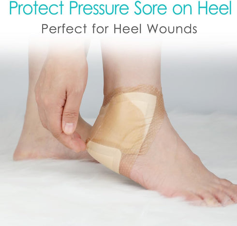 POSTOP MEDICAL WEAR 8"x 8" Heels(Pack 2) Heel Silicone Foam Dressing Wounds Bandages with Gentle Adhesive Border Heel