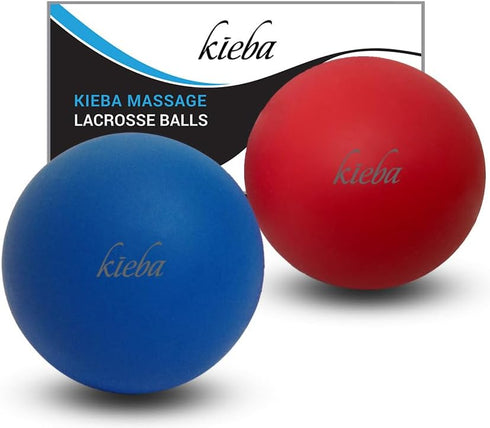 Massage Lacrosse Balls for Myofascial Release, Trigger Point Therapy, Set of 2 Firm Balls (Blue and Red)