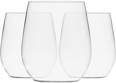 48 Pack Munfix 12 Oz Plastic Stemless Wine Glasses, Clear, Shatterproof, Disposable, BPA-Free & Recyclable.