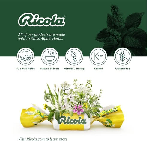 Ricola Sugar Free Swiss Herb Herbal Cough Suppressant Throat Drops, 19 Count (Pack of 3) Bags