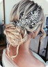 Kercisbeauty Handmade Bridal Rhinestones Flower Side Headband, Spring Headpiece Hair Vine Accessories, Rose Gold