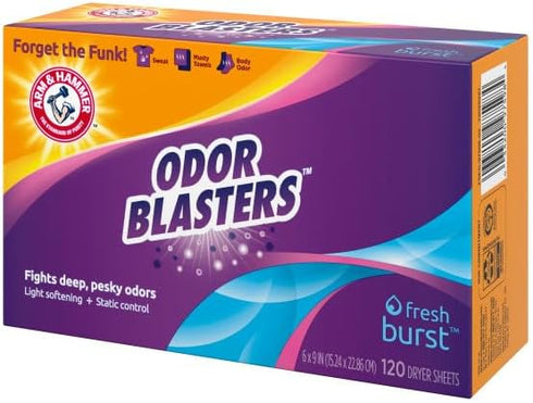 Hammer 120 Count Arm & Odor Blaster Dryer Sheets, Fresh Burst