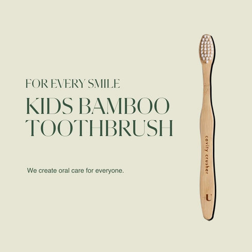Plus Ultra Kids Bamboo Toothbrush - Biodegradable, Eco-Friendly & BPA Free Soft Bristle Toothbrush for Kids - Dentist-Approved All-Natural Toothbrush with “Cavity Crusher” Etched on Toothbrush Handle