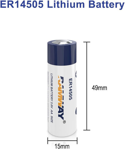 KBT 4Pack 3.6V ER14505 Lithium Li-SOCL2 Battery, 2700mAh High Capacity AA Size Non-Rechargeable Battery for Sensor Water Electricity Meter Gas PLC Facility Equipment Spare Battery