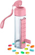 ideable creations Synergy Water Bottle & Pill Organizer - Travel Storage Container for Water,