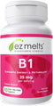 EZ Melts Dissolvable Vitamin B1 25 mg - Sugar-Free - 45-Day Supply
