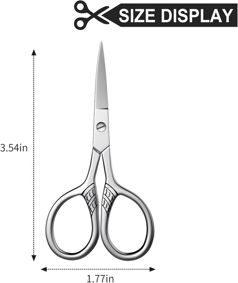 Professional Grooming Scissors - Small Stainless Steel Scissors for Hair, Eyebrow, Mustache Trimming