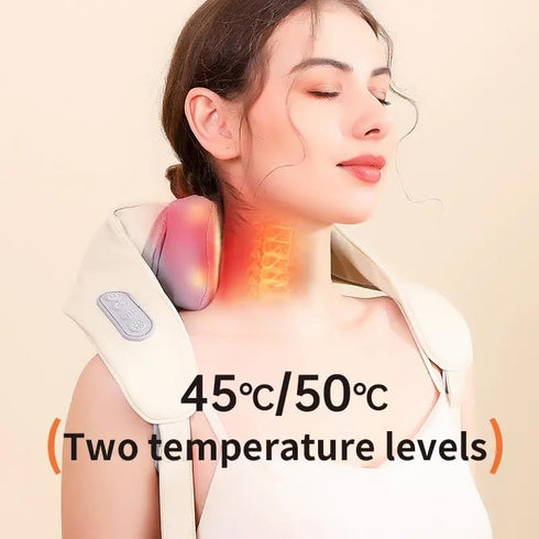 Shiatsu Neck and Back Massager with Heat, Cordless Handheld Massager for Deep Tissue Kneading, Electric Neck