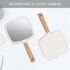 YEAKE Hand Held Mirror with Handle for Makeup, Small Cute Wood Hand Mirror for Shaving, Portable Travel Vanity