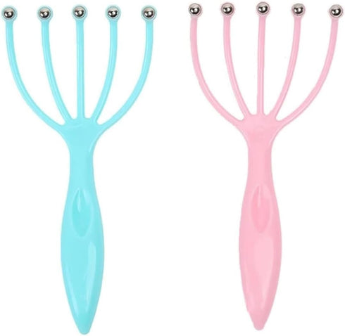 Seddy Portable Scalp Massager, Hand Held SPA Head, Neck, & Body Massager for Deep Relaxation (2 Pack) (Blue)(Pink)