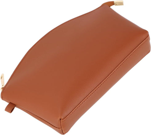 Leather Makeup Bag, Travel Makeup Organizer with Top Zipper Closure, Perfect Size, Lined Inside