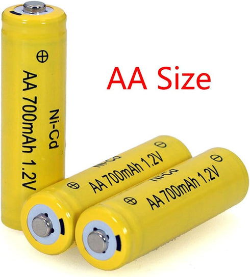 12 Packs AA Garden Ni-Cd Batteries 1.2V 700mAh - Rechargeable for Solar Lights, Landscape Lighting