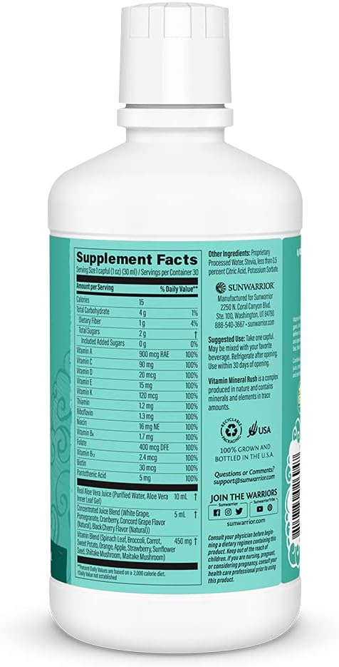 Sunwarrior Liquid Multivitamin & Minerals with Aloe Vera for Men and Women | 30 Fl Oz | Vegan, Gluten Free, Sugar Free