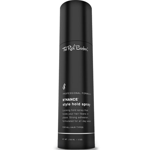 The Rich Barber N’Hance Hold Spray for Hair Building Fibers - 5 oz Long Lasting Locking & Setting Hold Spray