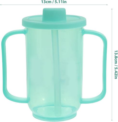 iplusmile Adult Sippy Cups for Elderly, Plastic Mug with 2 Handles Spill Proof Drinking Cups Handicap Cups for Elderly Care Assistance