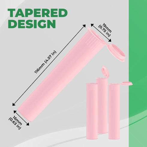 10 Pack 116mm Plastic Pop Top Tube, Child Resistant Smell Proof Containers for Herbs, UV and Moisture Resistant - Pink