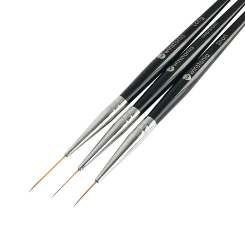 Winstonia Striping Nail Art Brushes Set of 3 pcs for Long Lines, Details, Fine Designs