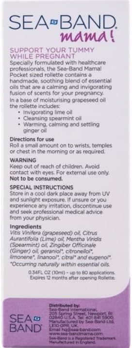 Sea-Band Mama! Essential Oil Aromatherapy Roller for Morning Sickness