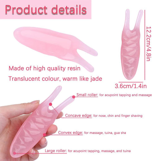 Portable Gua Sha Tool, Nose & Chin Shaper, Multifunctional Massager, Natural Pain Relief, Acupressure for Anxiety Migraine Muscle Pain or Other Pain/Stress Situations (Pink)
