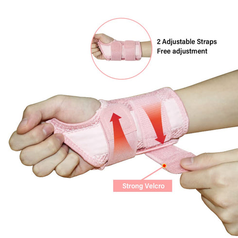 HYCOPROT Night Wrist Brace, Adjustable Compression Sleeve for Wrist Pain Relief, Carpal Tunnel (Pink, S/M-Right Hand)