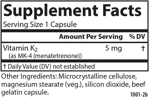 Carlson Vitamin K2 MK-4 (Menatetrenone), 5 mg, Bone Support Supplement, Soy-Free, 180 Capsules