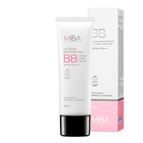 MIBA Ion Calcium Mineral BB Cream, 50ml / 1.69 fl.oz, Thin Coverage, Long Lasting, Minimal Chemicals