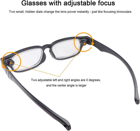 Ouolipraa 0D 350D Flex Focal Adjustable Focus to Diopters Dial Vision Reading Glasses Zoom Eyeglasses for Men Women One