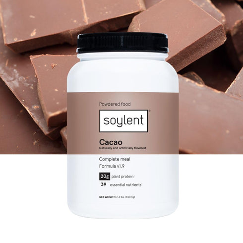 Soylent Complete Nutrition Meal Replacement Protein Powder, Cacao - Plant Based Vegan, 39 Essential Nutrients, 36.8oz