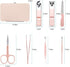 Nail Clippers Set, 7 pcs Professional Portable Manicure Kit, Eyebrow Grooming Face Hair Clippers, Stainless Steel Nail Care Tools with Luxurious Leather Case for Travel & Home