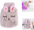 Pineeseatile Hot Water Bag Hot Water Bottle Cartoon Rubber Feet Warmer Water Heating Pad with Plush Cover Beige Plush