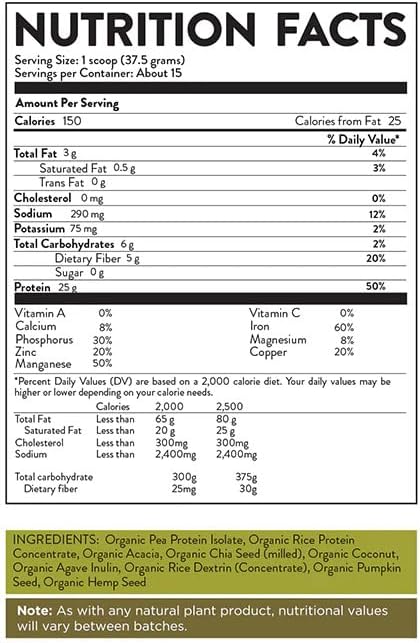 Hallelujah Diet Organic Essential Protein Powder - Pure, High in Protein and Minerals, 19.8oz (15 Servings)