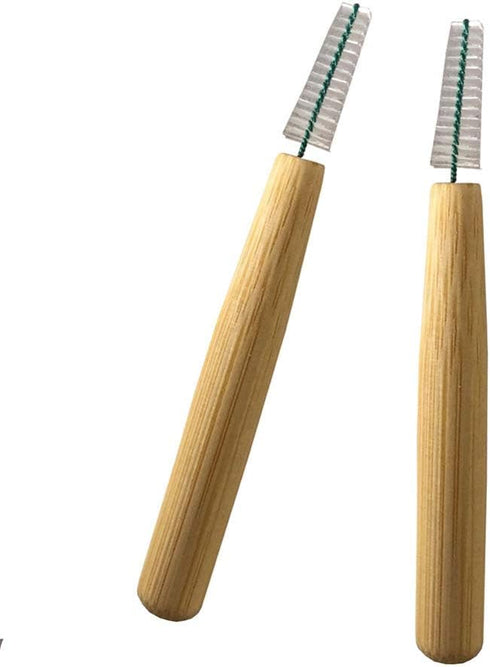 50 PCS Bamboo Interdental Brush Tooth Flossing Head Cleaners for Braces and Oral Care