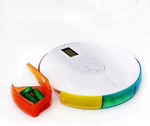 Ruitutedianzi 1 7-Day Piece Automatic Pill Dispenser Portable Electronic Medication Organizer White Weekly Smart Timing