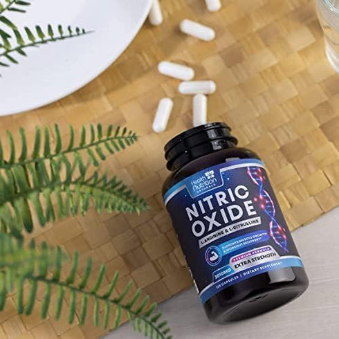 Extra Strength Nitric Oxide Supplement: L Arginine 3X Strength with Citrulline Malate, AAKG, Beta Alanine, 120 Capsules