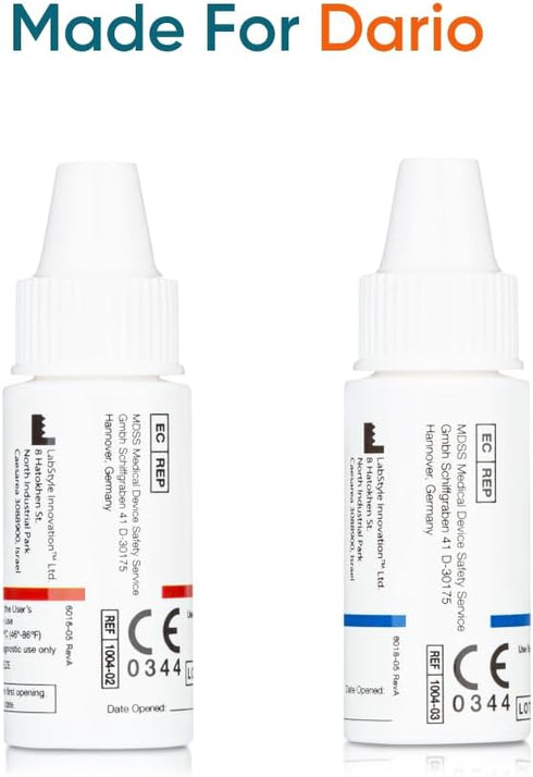 Dario Glucose Control Solution for Test Strips, Levels 1 & 2 (2.5ml)