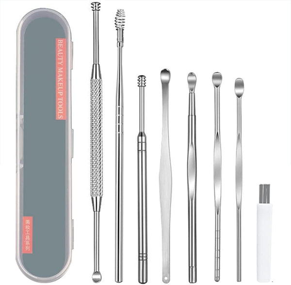 Ear Pick Earwax Removal Kit - 8 Pcs Ear Cleaning Tool Set with Storage Box & Cleaning Brush