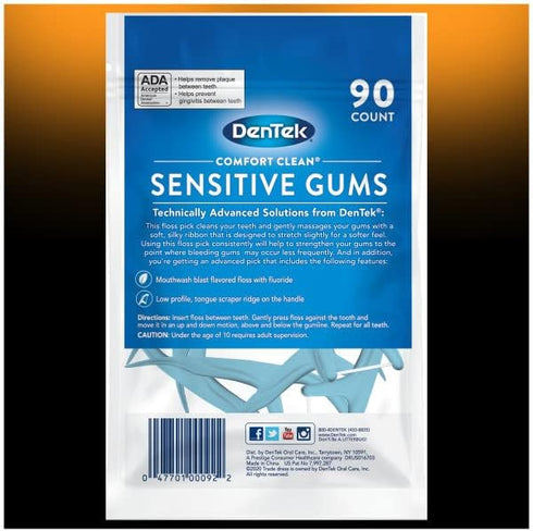 DenTek Comfort Clean Floss Picks, Soft Silky Ribbon, 90 Count (Pack of 6)