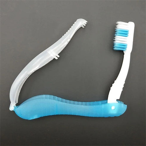 1Pc Blue Folding Travel Toothbrush for Adults, Portable Disposable Soft Toothbrush for Travel, Camping, School