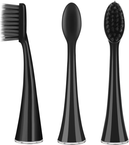 YUNCHI Replacement Toothbrush Heads for Burst Electric Toothbrush, Soft Charcoal Bristles, 10 Count, Black
