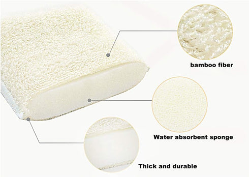Natural Bamboo Kitchen Cleaning Sponges - Super Absorbent Reusable Dish Washing, 10 Pack