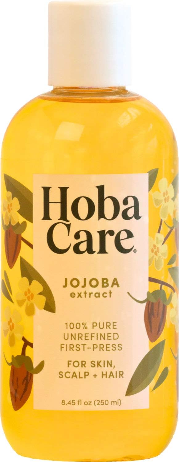 HobaCare 100% Pure Jojoba Oil for Hair, Skin, Face, Body, Scalp, Nails, 8.45 oz