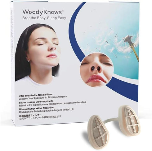 WoodyKnows Ultra-Breathable Nasal Filters, 6 Pack for Seasonal and Dust Allergies (Narrow, XL)