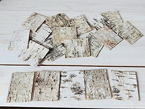 30pcs Natural Birch Bark Sheets 1.96"x2.36" for Gifts, Product Wrapping, or Decorating