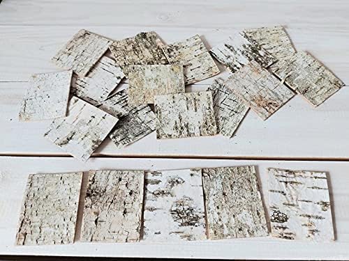30pcs Natural Birch Bark Sheets 1.96"x2.36" for Gifts, Product Wrapping, or Decorating